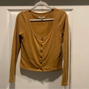 Madewell ribbed camel colored long sleeve shirt